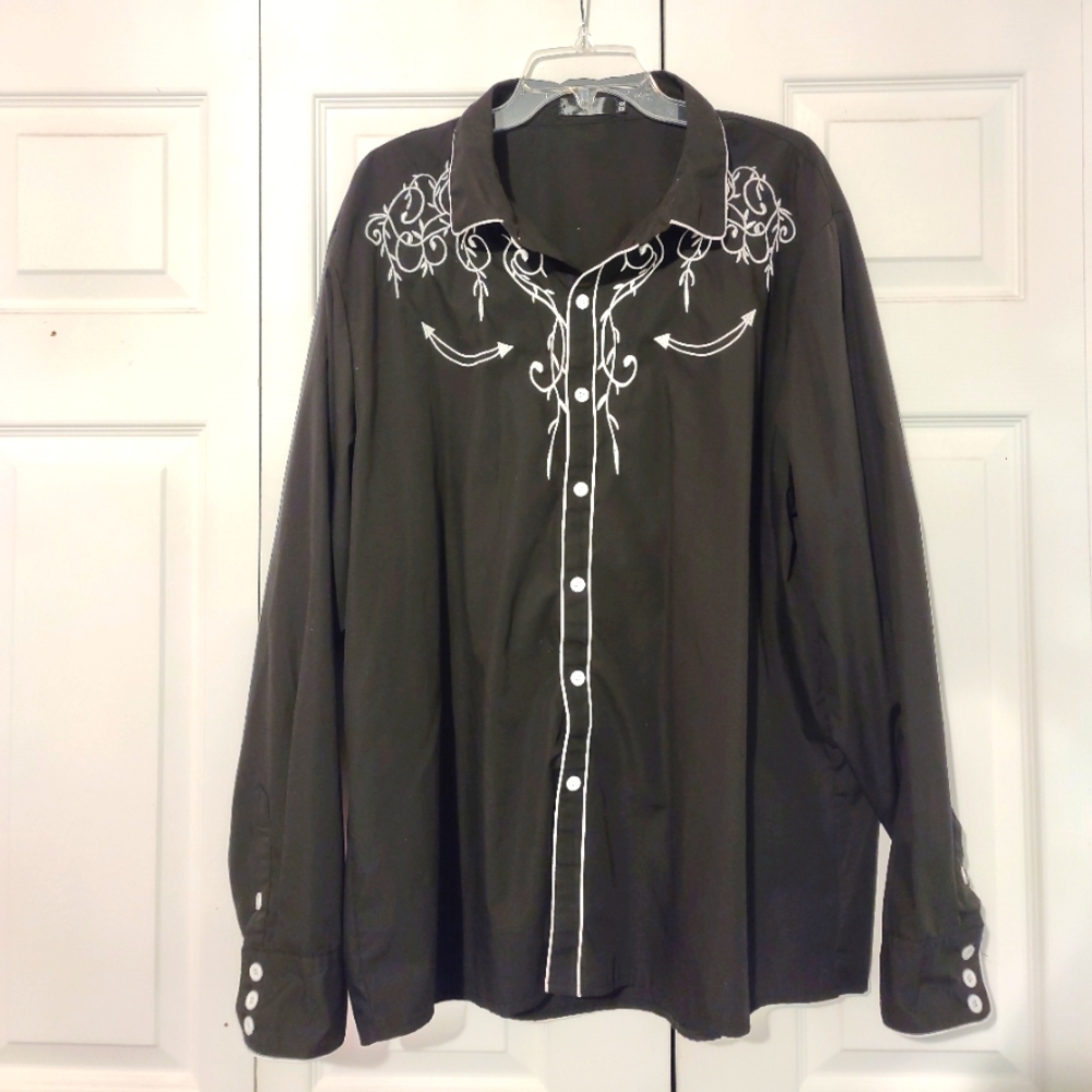 COOFANDY Black Western Men's Button-Up Shirt
